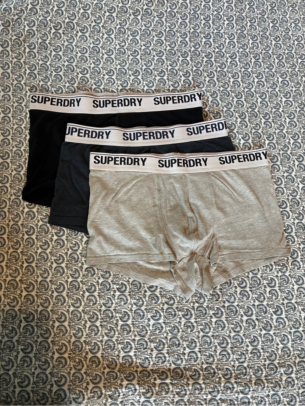 Superdry Men's 3-Pack Briefs – Black, Charcoal, Light Gray